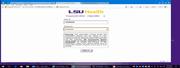 Image of Academic Self-Service login page